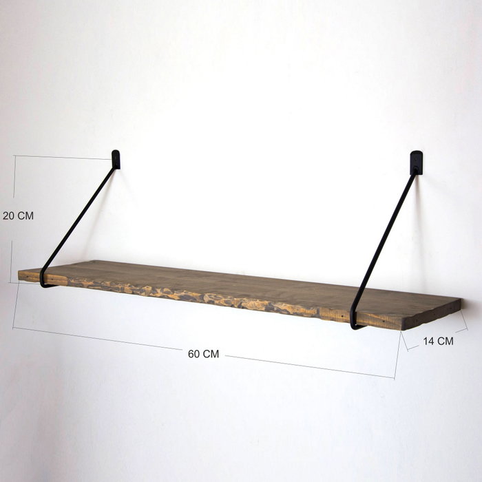 Hanah Home Wr038 Estante de Pared de Madera y Metal Nogal y Negro
